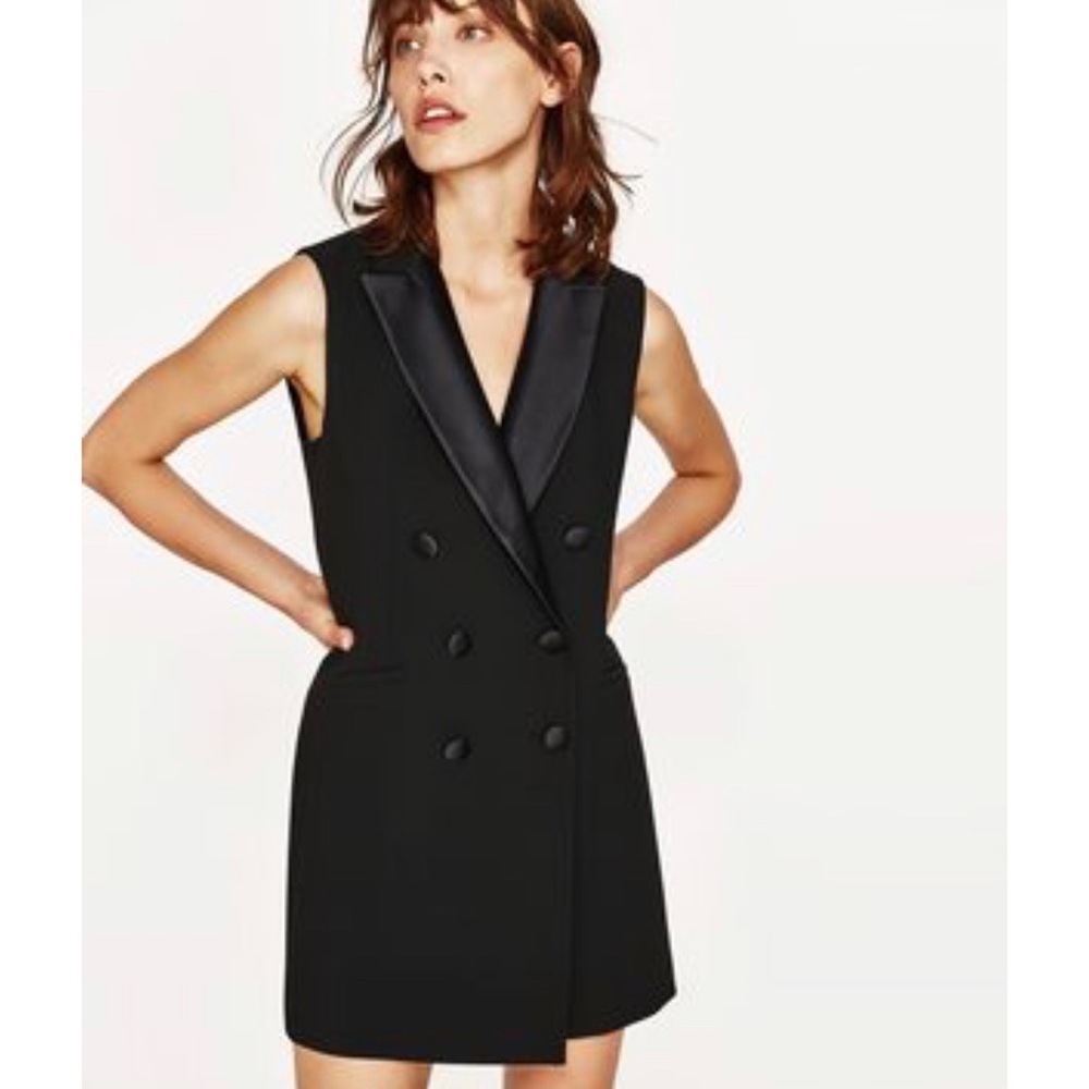 Zara Black Tuxedo Blazer Dress